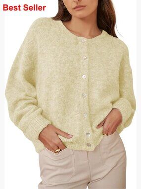 Long Sleeve Button Front Cardigan Sweater Recycled Material